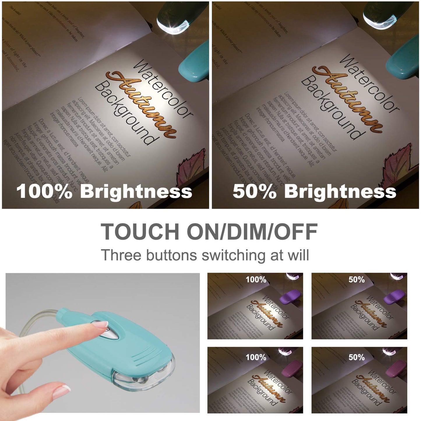LUXSWAY Book Light for Reading at Night in Bed Kids Bookmark Bed Clip Book Lights for Kids Lamp Portable LED Reading Light with Flexible Cordless