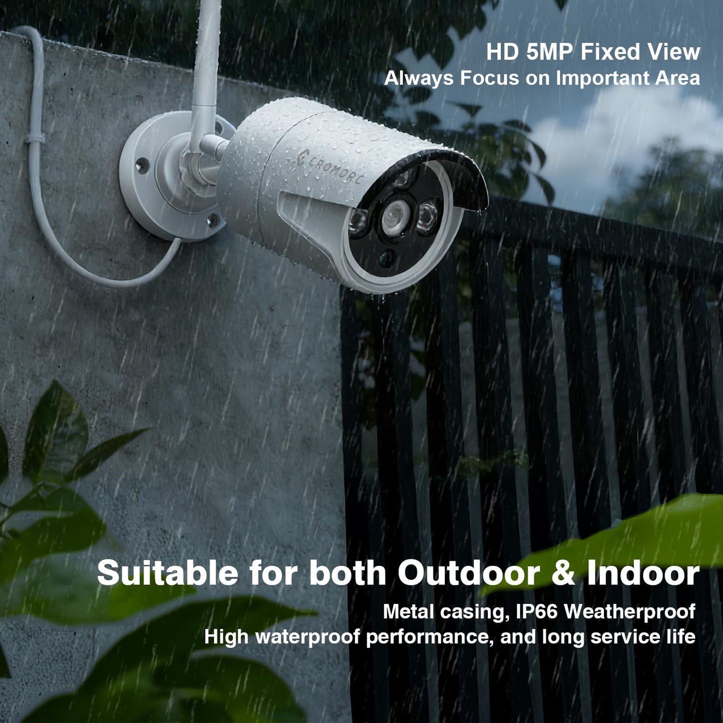 Cromorc 10CH Expandable Wireless Security Camera System with 10.1" Monitor 4pcs 5MP Indoor Outdoor Camera 1-Way Audio Night Vision Motion Detection