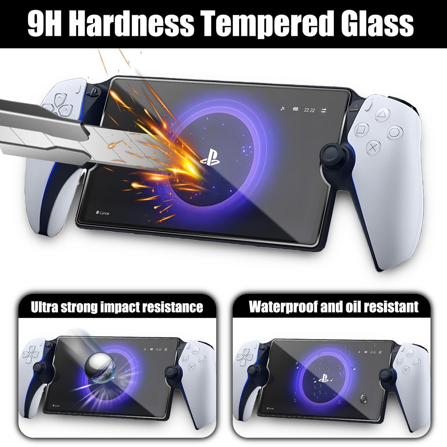 TQLGY 2 Pack Tempered Glass Screen Protector for PlayStation Portal Remote Player 8-Inch, Ultra HD, Anti-Scratch, Anti-Fingerprint, Bubble-Free