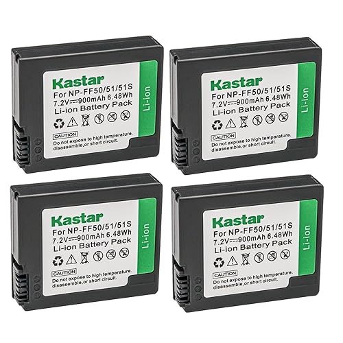 Kastar NP-FF50 Battery 4-Pack Replacement for Sony NP-FF50, NP-FF51, NP-FF51S Battery, Sony DCR-HC1000, DCR-HC1000E, DCR-IP1, DCR-IP1E, DCR-IP1K