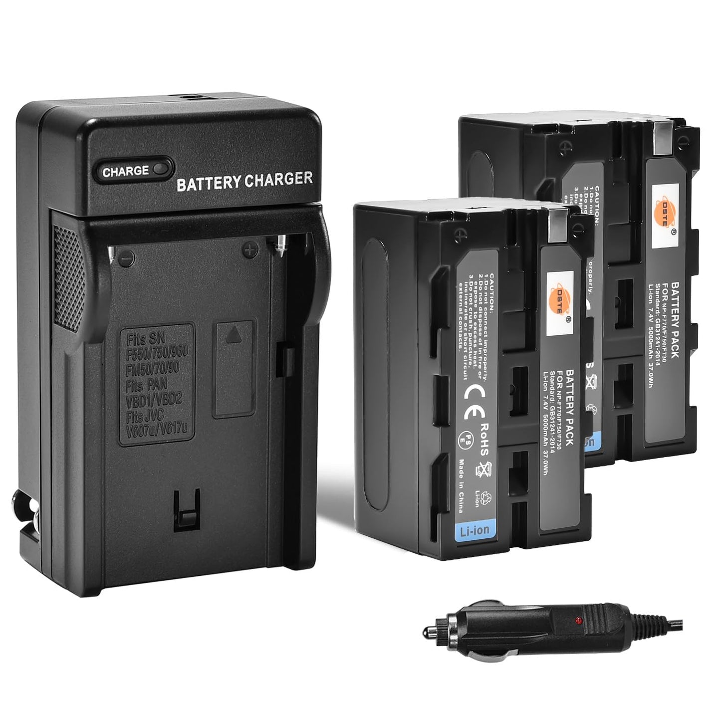 DSTE (2-Pack) NP-F750 Battery and Travel Charger Kit Compatible with Sony CCD-TRV215 CCD-TR917 TR315 HDR-FX1000 HDR-FX7 HVR-V1U HVR-Z7U HVR-Z5U Camera