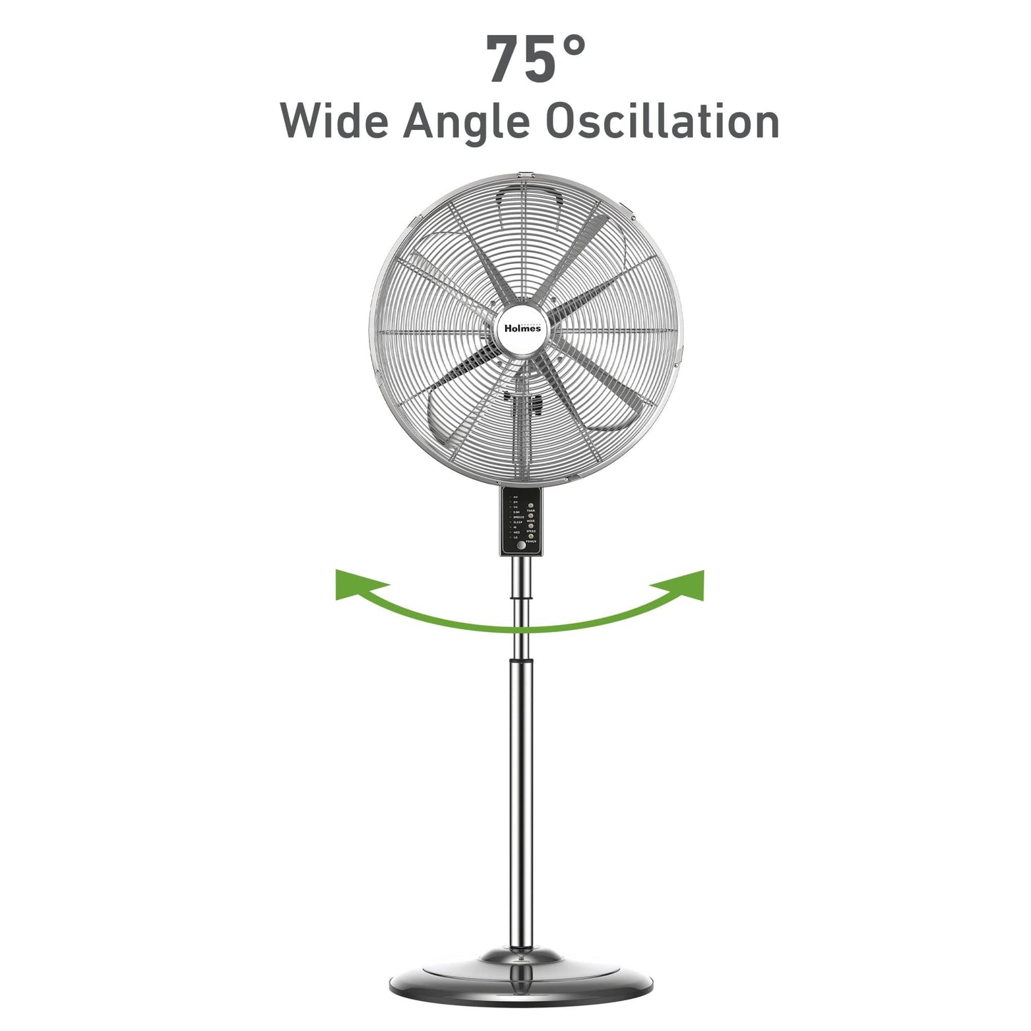 Holmes 16" Digital Metal Stand Fan 3-Speed Oscillation Remote Control