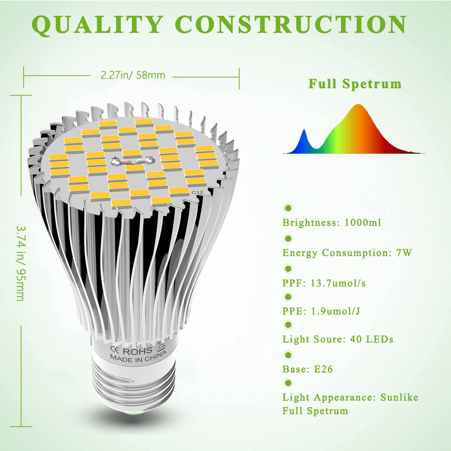 MILYN 4 Pack LED Grow Light Bulb, 30W Full Spectrum Plant Light Bulb Warm LED Grow Lights for Indoor Plants Vegetables, Flowers, Houseplants