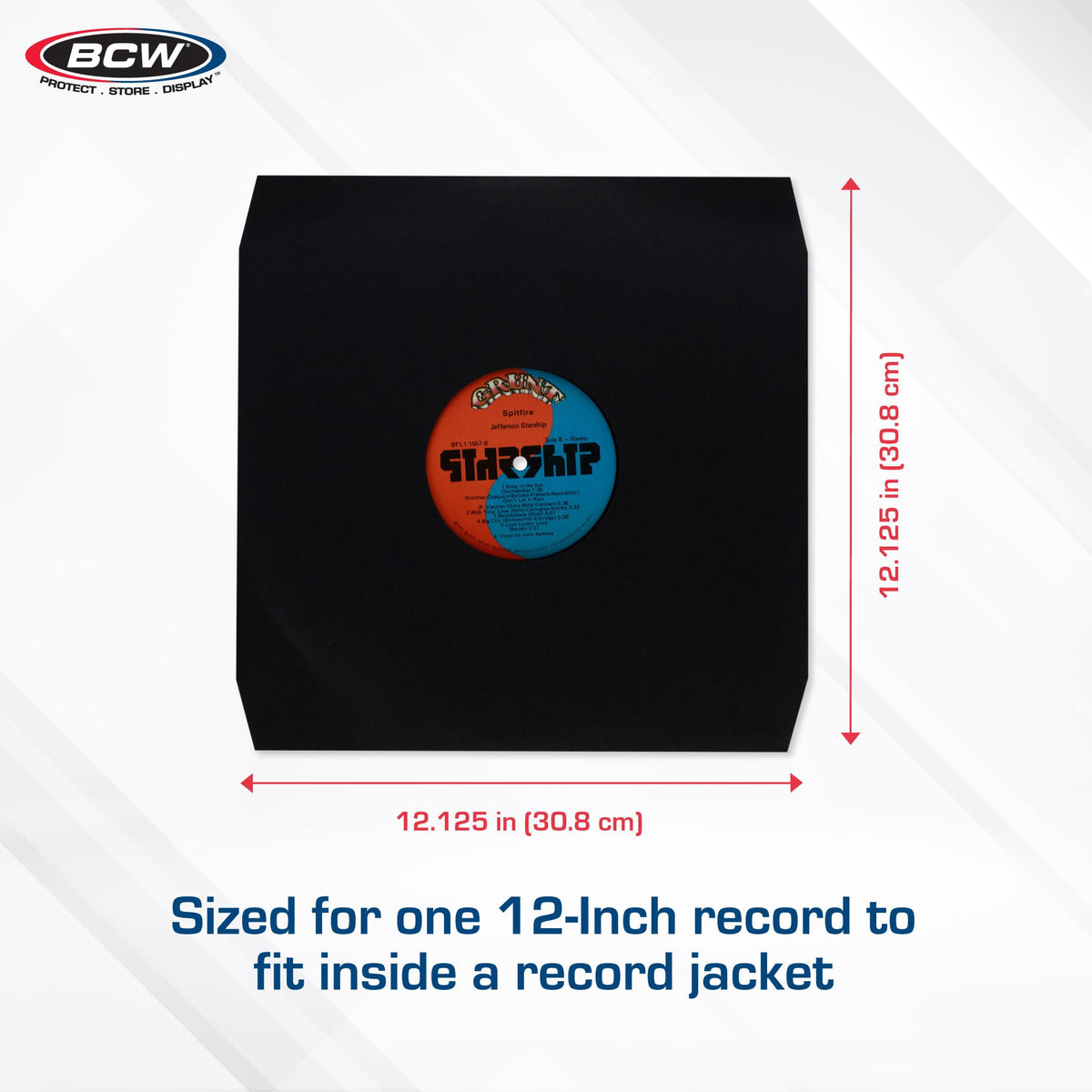 BCW 12 Inch Vinyl Record Paper Inner Sleeves - Angle Cut Corners - Black | Pack of 50 | Protective LP Album Sleeves for Vinyl Storage and Preservation