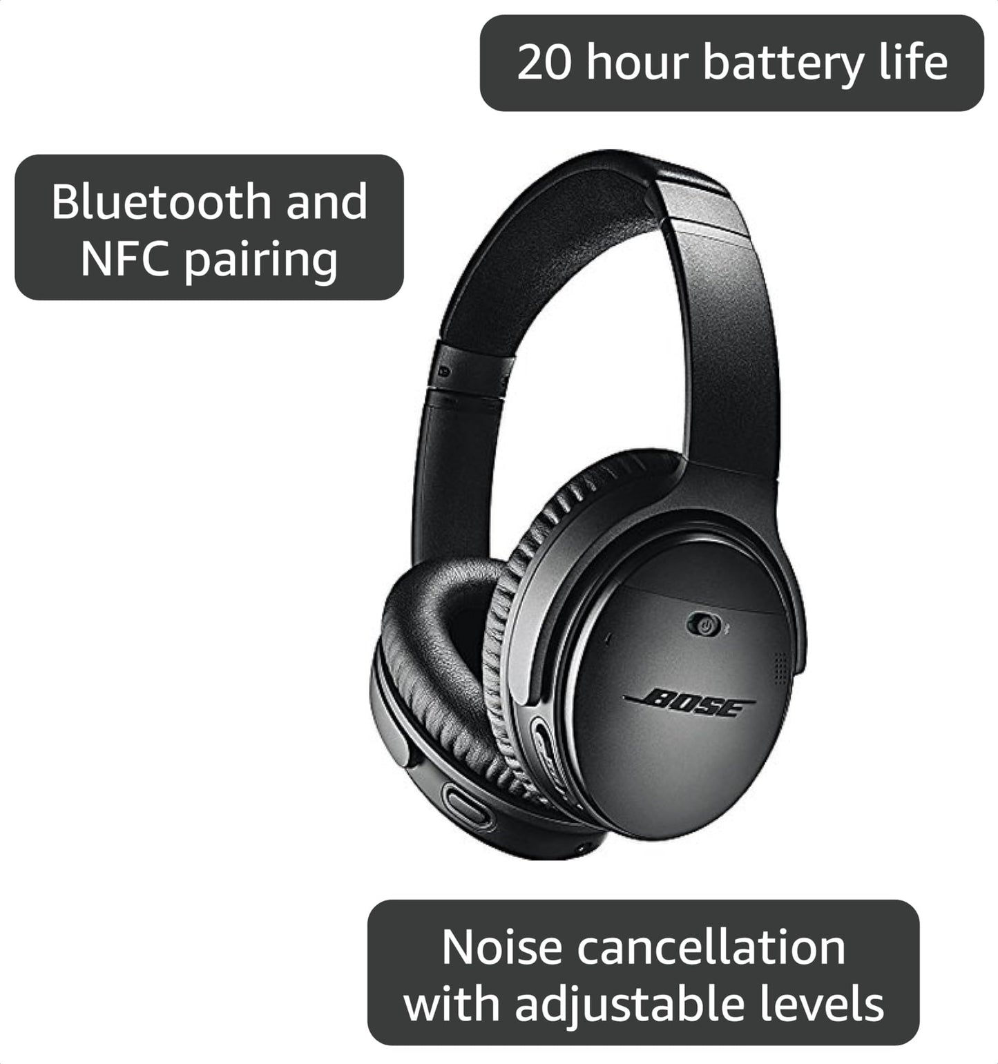 Bose QuietComfort 35 (Series II) Wireless Headphones, Noise Cancelling - Black (Renewed)