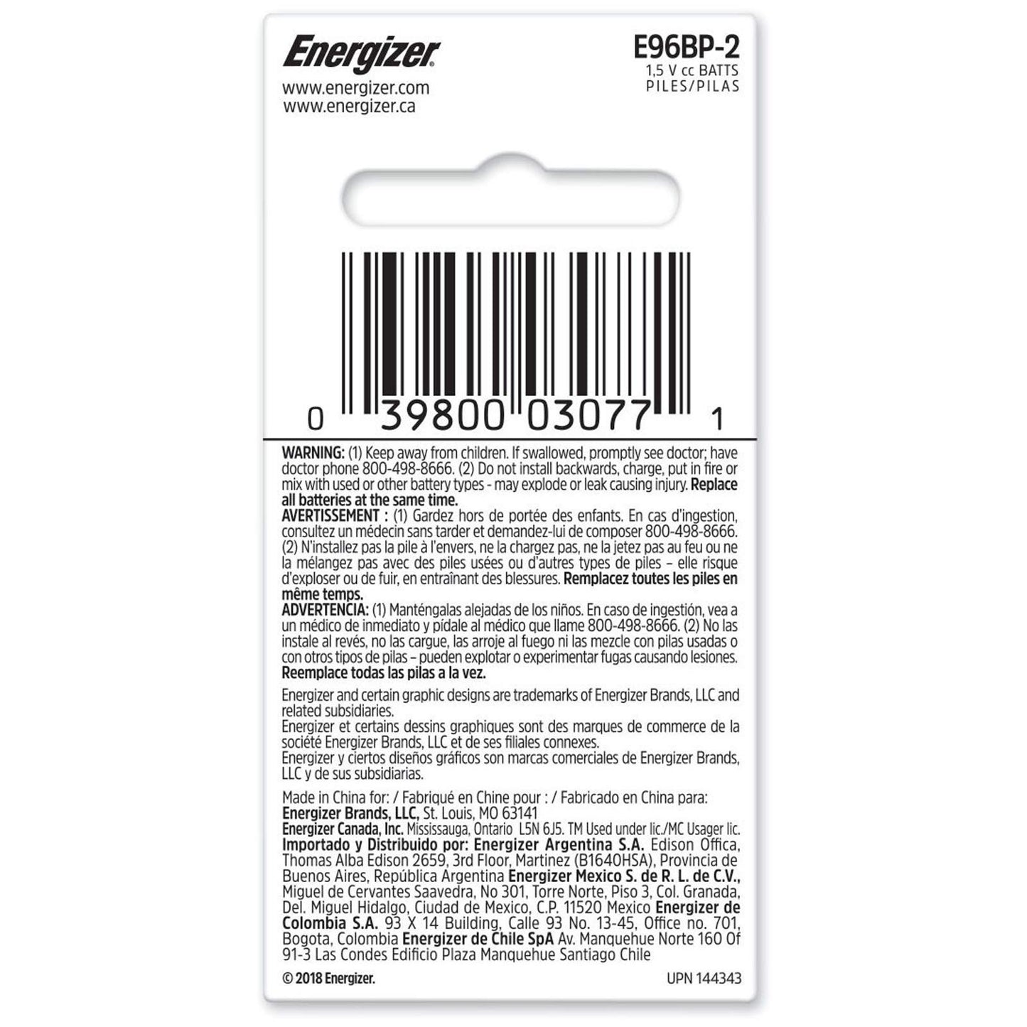 Energizer E96BP-2 AAAA Alkaline Cell Battery - 595 mAh - AAAA - Alkaline - 1.5 V DC