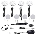 AIBOO Under Cabinet LED Puck Lights Kit with Touch Dimming Switch for Ambiance Atmosphere Night Lighting (4 Lights,Daylight White)