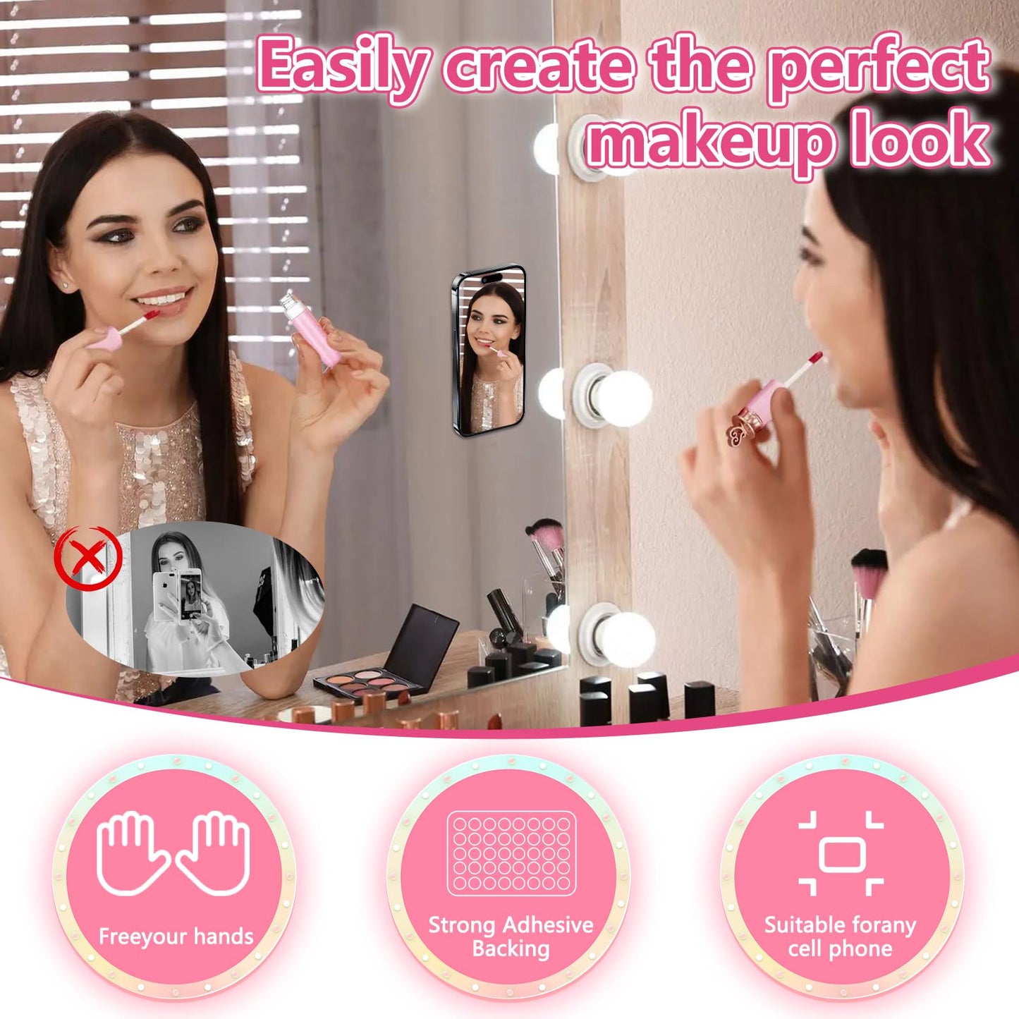 Silicone Suction Cup Phone Case Mount, Silicone Sticky Phone Grip Compatible with iPhone and Android Cases, Suction Bracket on The Back of The Mobile