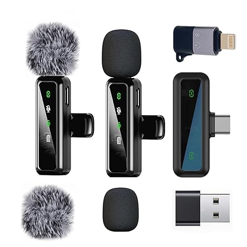 Wireless Lavalier Microphone for iPhone - iPad, Android Phone Computer, Mini Microphone for Live Streaming, Video Recording, Outdoor or Indoor