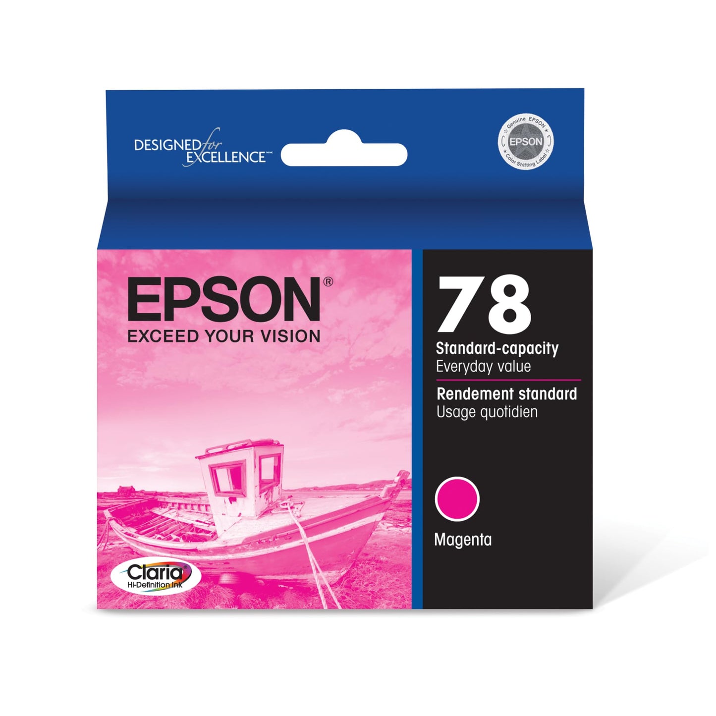 Epson 78 Claria Hi-Definition Ink Standard Capacity Magenta Cartridge (T078320) Works with Artisan 50, Photo R260, R280, R380, RX580, RX595, RX680