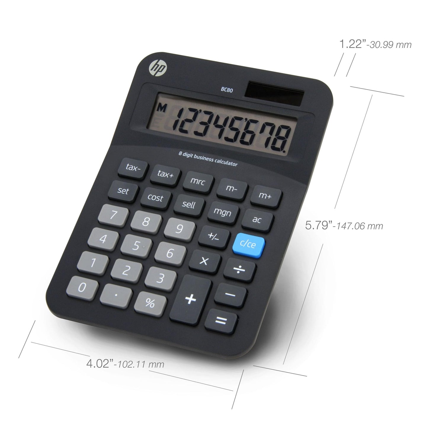 HP - Mini Desktop Business Calculator, 8-Digit Solar Powered Desktop Calculator