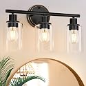 Faymart lighting Oil Rubbed Bronze 3-Light Bathroom Vanity Light Fixture Over Mirror, 3-Light Oil Rubbed Bronze Vanity Lights for Bathroom Three Bulb