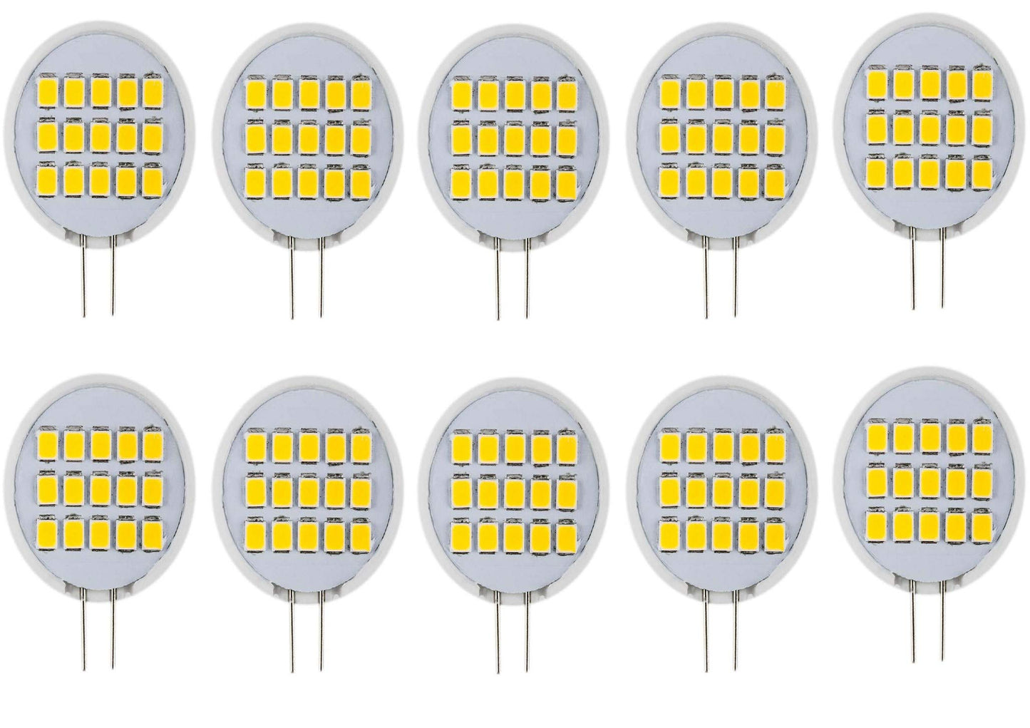 CBconcept UL Listed, SidePin G4 LED Light Bulb, 10 Pack, 1.8 Watt, Dimmable,220 Lumen, Pure White 6000K, 180 Degree Beam Angle, 12 Volt,20W