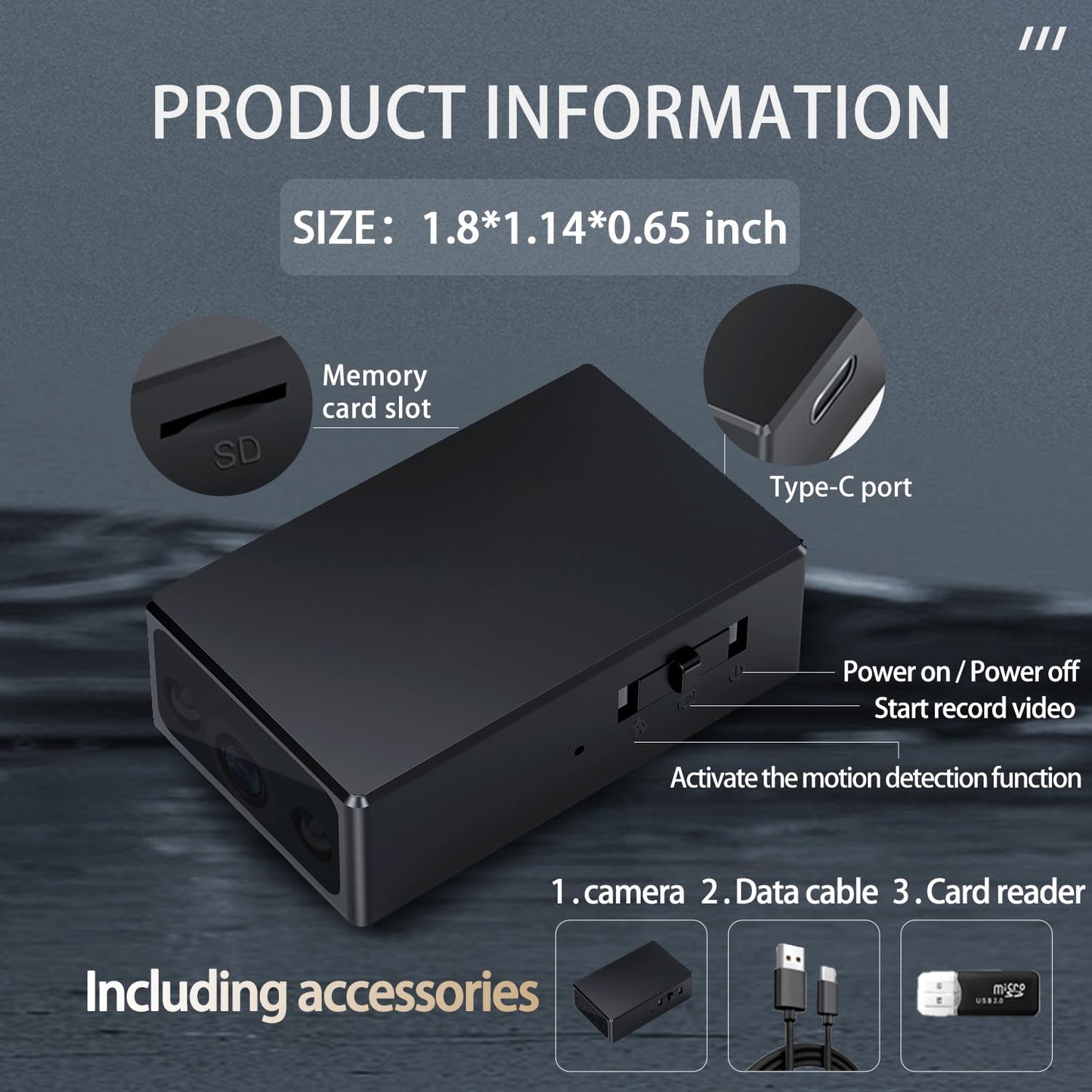 QIANMIAOKEJI Mini Camera - Nanny Camera - HD 1080P - - Indoor Security Camera - Portable Pocket Cam - Motion Detection - Automatic Night Vision - Loop