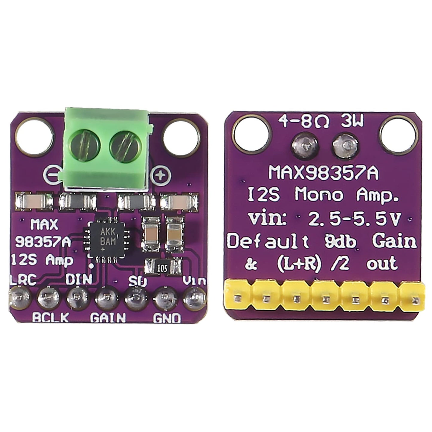 AITRIP 5PCS MAX98357 I2S Audio Amplifier Module,Audio Amplifiers Filterless Class D Amplifier,for Arduino ESP32 Raspberry Pi (Welding)