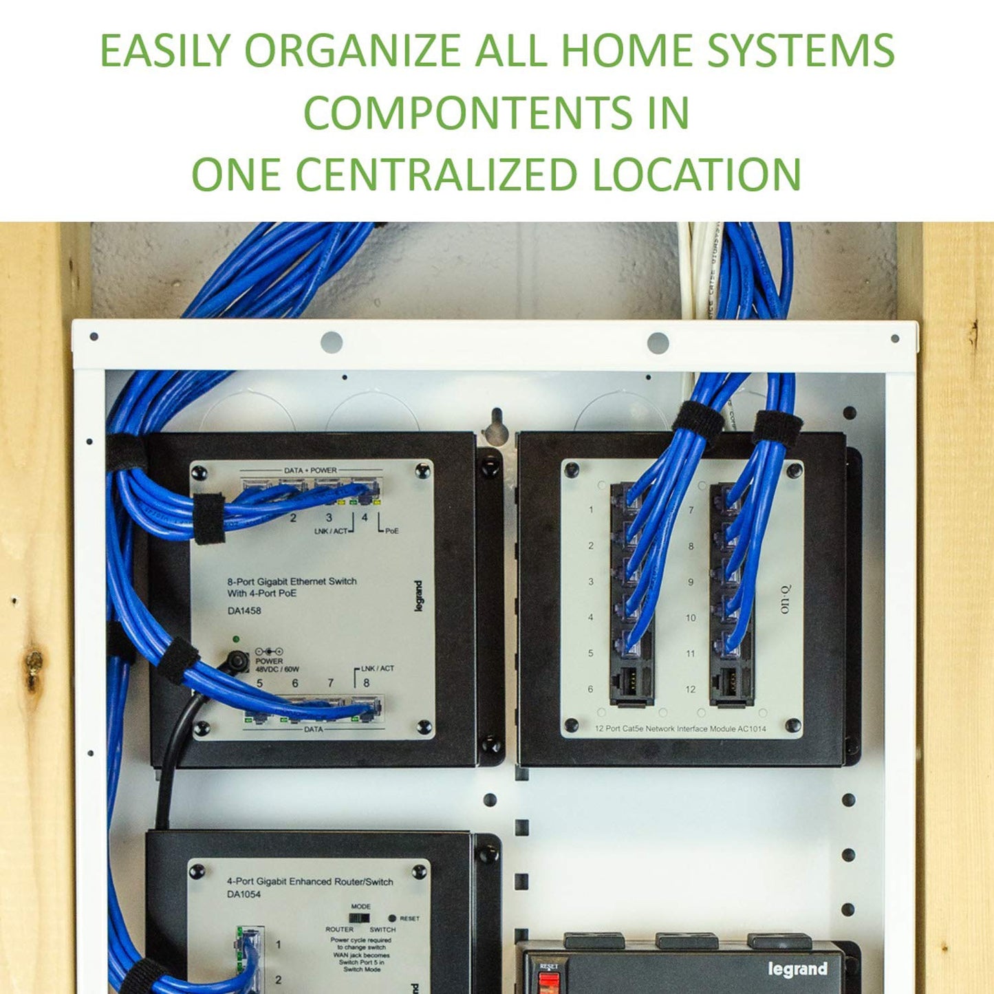 Legrand On-Q 20-Inch Structured Wiring Enclosure with Screw-On Cover, Durable Steel, Cable Management, Recessed or Surface Mount, Compatible with On-Q