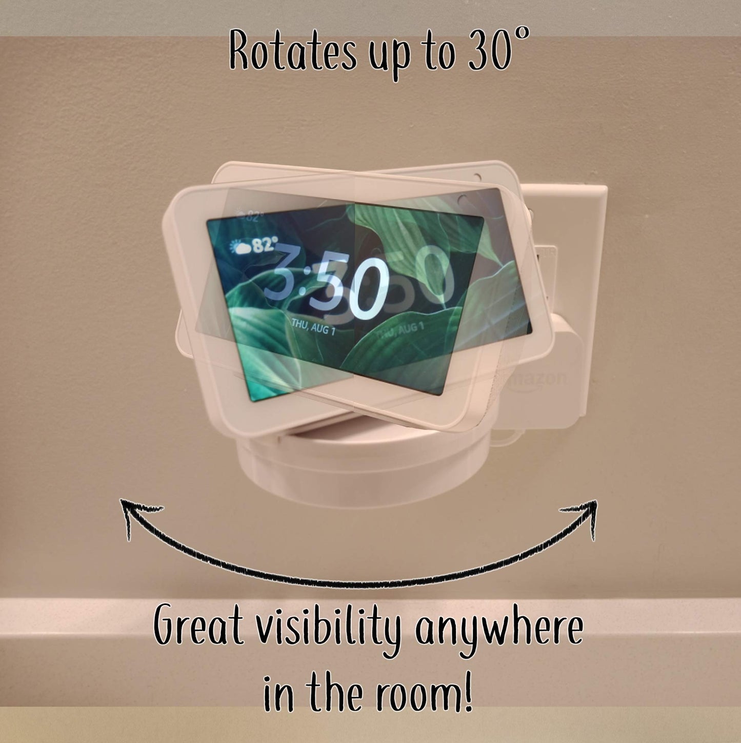 The Easy Outlet Shelf for Round Dot 4th Gen and Show 5 - Installs In Seconds - Hidden Cord Cable Storage Management - Award Winning Design