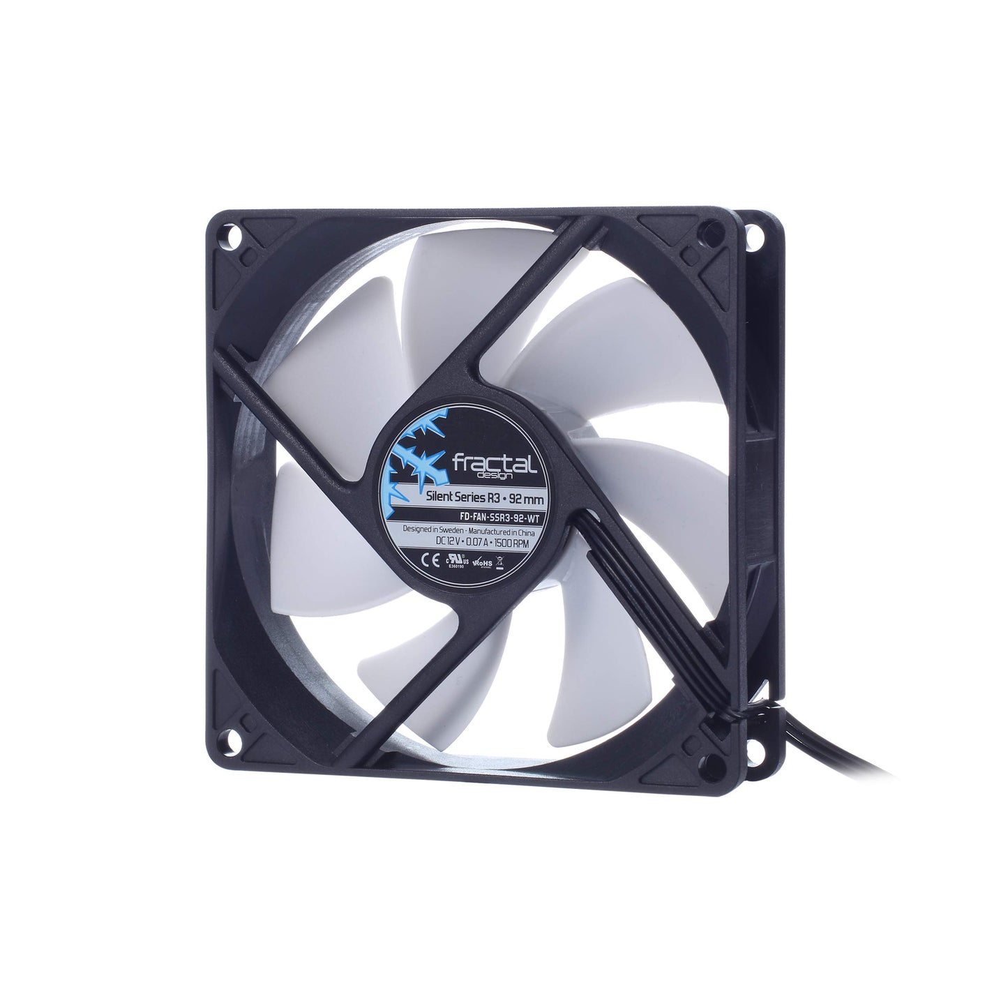 Fractal Design FDFANSSR392WT Silent Series R3 92 mm Fan Cooling FD-FAN-SSR3-92-WT White