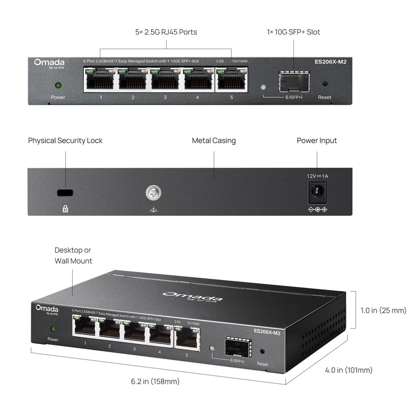 Omada ES206X-M2, 5 Port 2.5G Easy Managed Switch