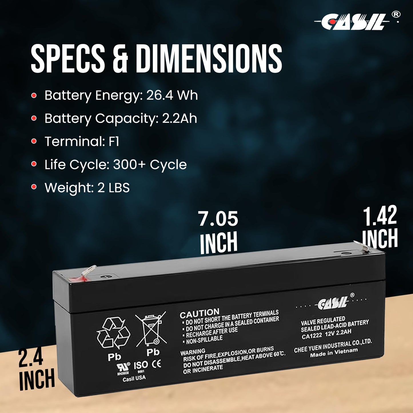 Casil CA1223 12V 2.3AH Compatible with DR Trimmer,DSC Alexor, 12V 2.2 AH Rechargeable AGM SLA Battery Replace NP2.3 12 12Volt 2.3AH
