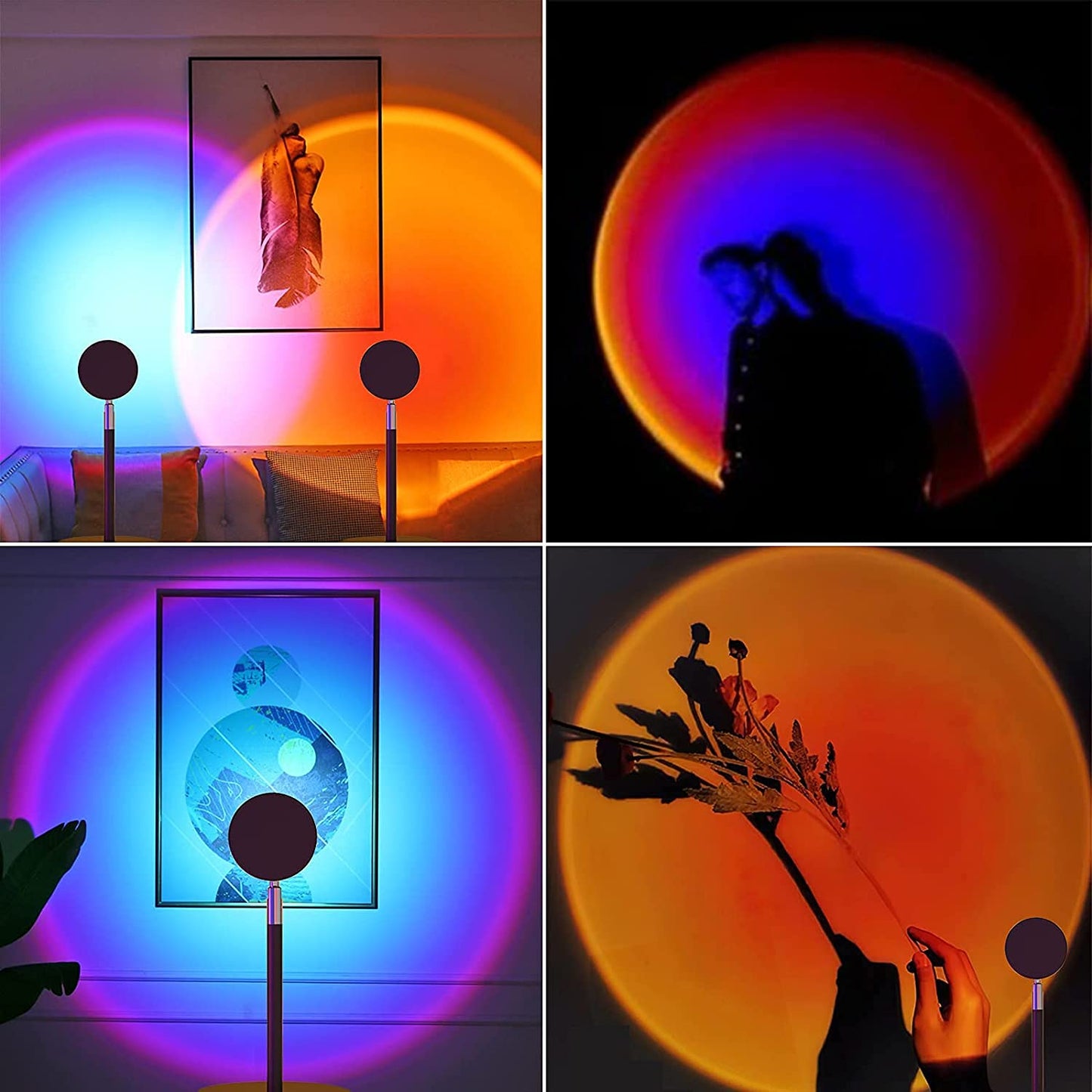 Sunset Lamp, 360° Rotation Sunset Projector Light, 6 Colors Rainbow Projection Night Light, USB LED Atmosphere Lamp for Selfie, Photography, Bedroom