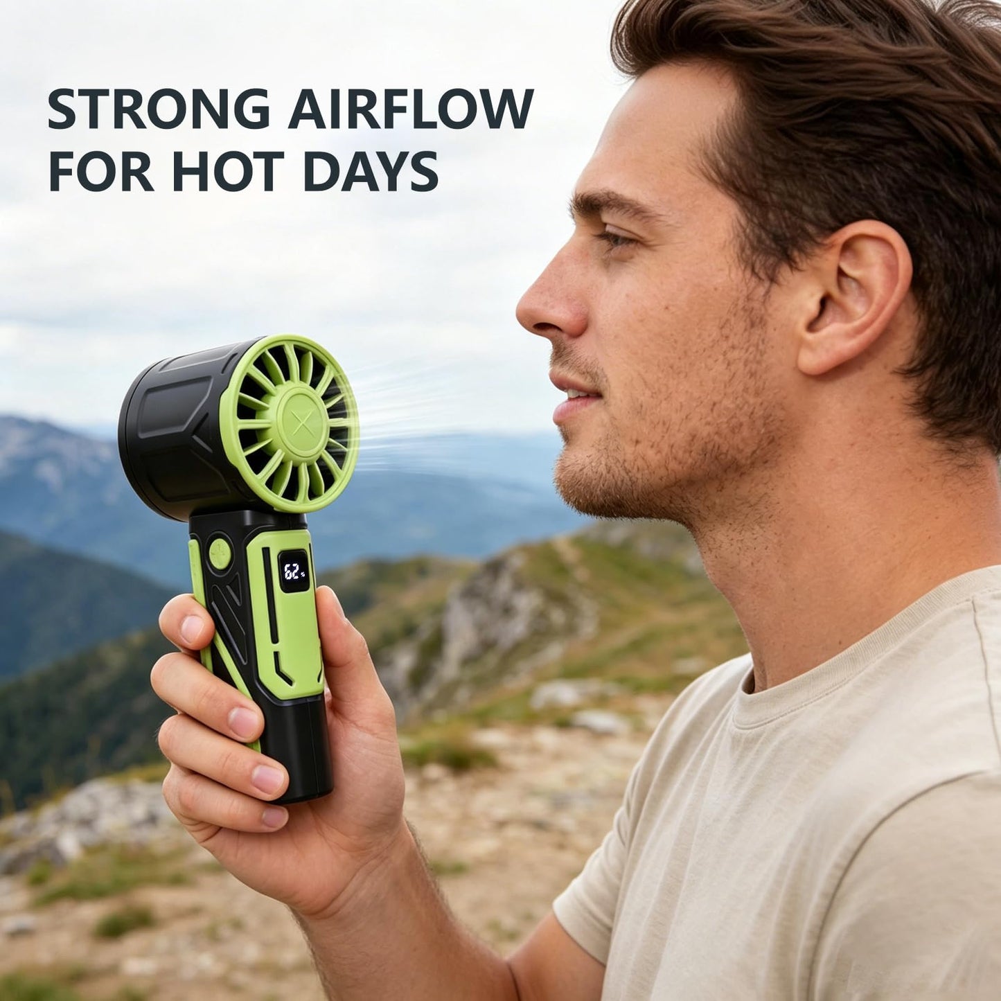 Mini Portable Fan, Handheld Turbo Fan, 100-Speed Digital Display, 4000mAh