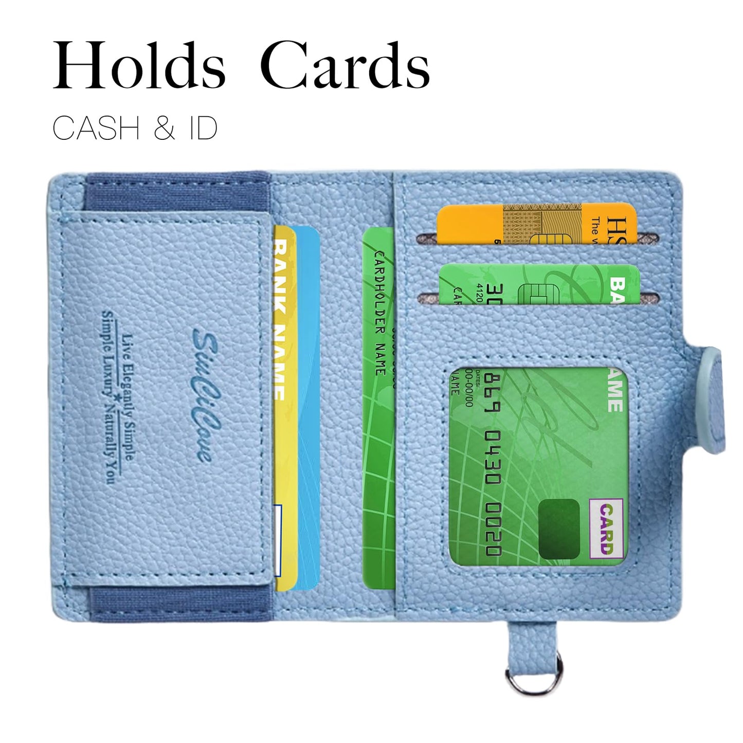 siucicove for MagSafe Wallet, Hand Wrist Strap Magnetic Wallet for iphone 17/16/15/14/13/12 Series,7+ Cards Holder,RFID Blocking-Blue