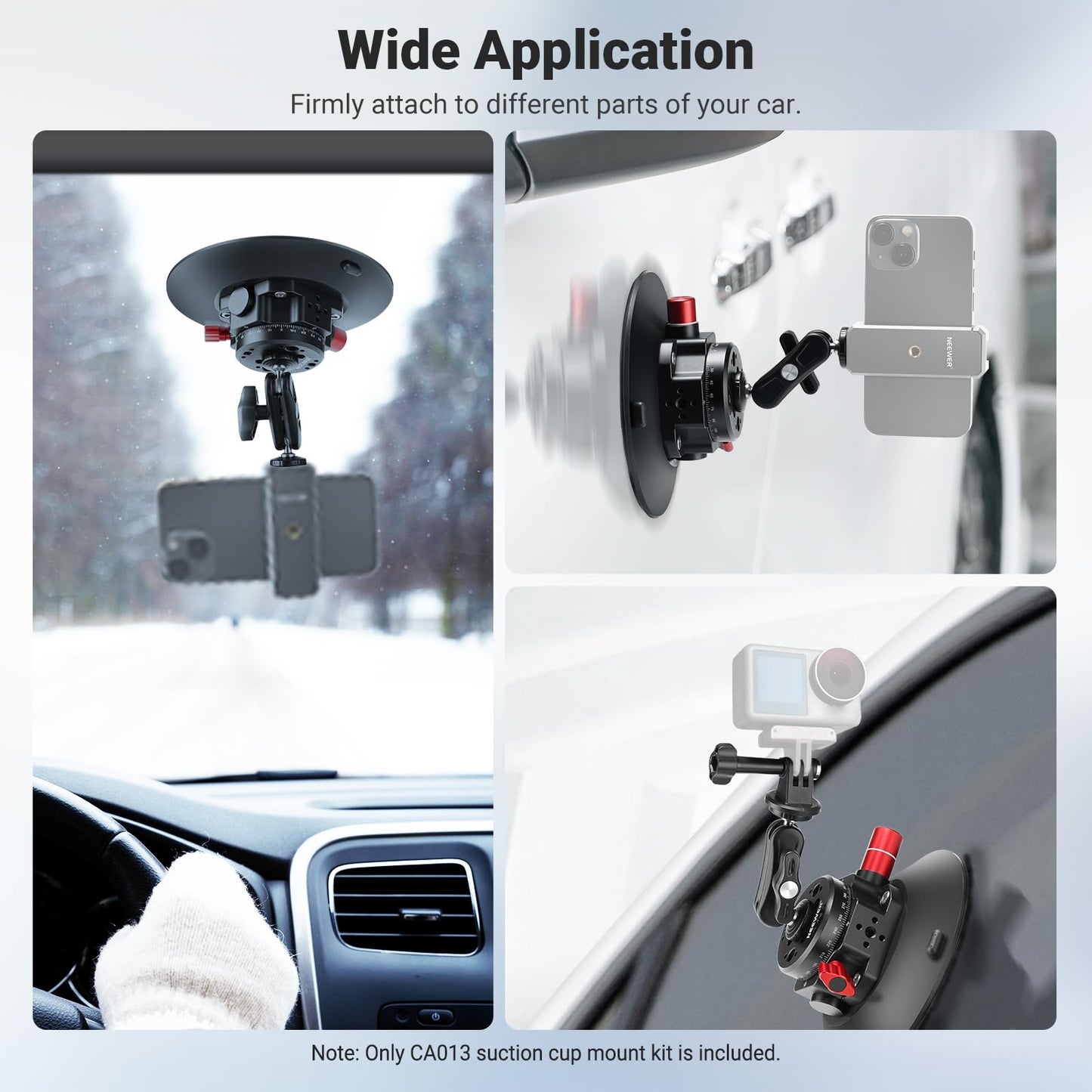 NEEWER 6"/15.2cm Camera Suction Cup Mount with Ball Head Magic Arm, Metal Suction Cup Mount on Car Windshield Dash for Camera/Action Camera/Phone
