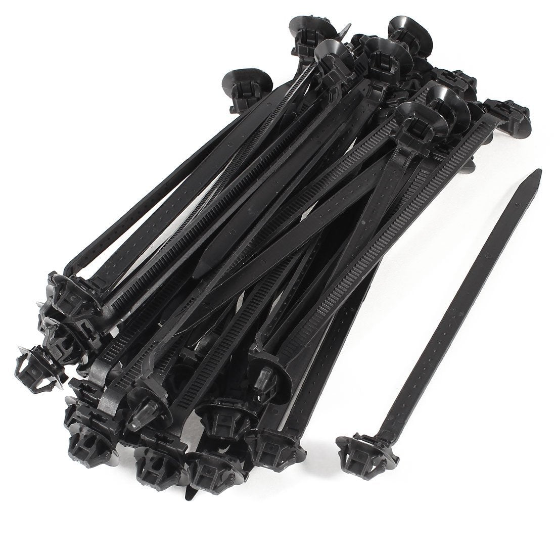 uxcell Nylon Oval Design Auto Push Mount Cable Tie, 166mmx7mm, 40 Pcs, Black