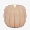 Luminara Tall Pumpkin Figural Flameless Flickering Moving Flame LED Candle (5.7" x 5.5"), Chalky Finish Real Unscented Wax, Time Function (Irish