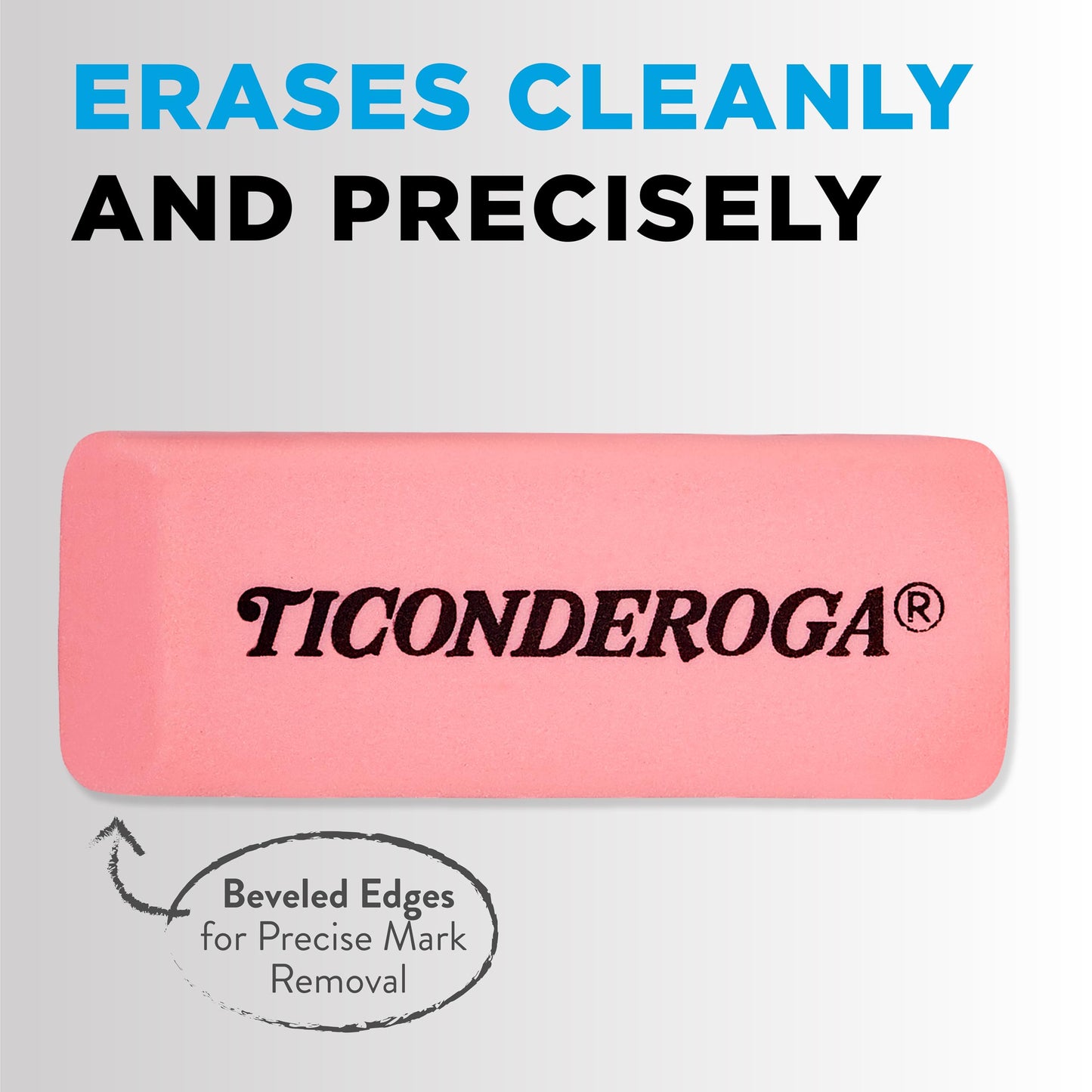 Ticonderoga Wedge Erasers, Pink, 5/Pack