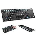Rii K12+ Mini Wireless Keyboard with Large Touchpad Mouse&Qwerty Keypad, Stainless Steel Portable Wireless Keyboard with USB Receiver