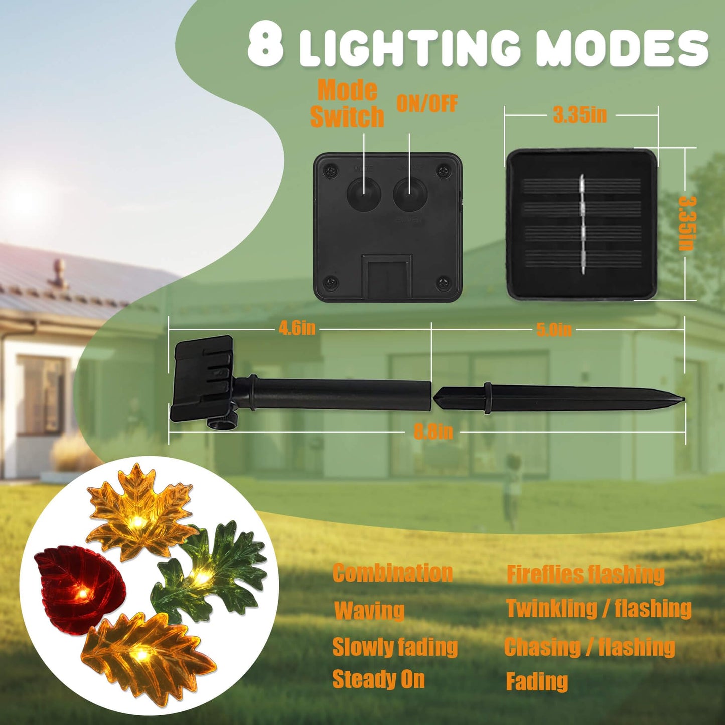 enlaceray Solar String Lights Fall Leaf String Lights Outdoor Garden Decor Light Waterproof Yard Thanksgiving Christmas Fairy Lights 40LED 14ft