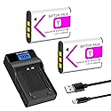 NP-BY1 Battery 2-Pack with Charger Compatible for Sony NP BY1 EN-EL11 Li-60B DLi-78 DB-L70 DB-80, for Sony Action Cam Mini HDR-AZ1 Nikon Coolpix S550
