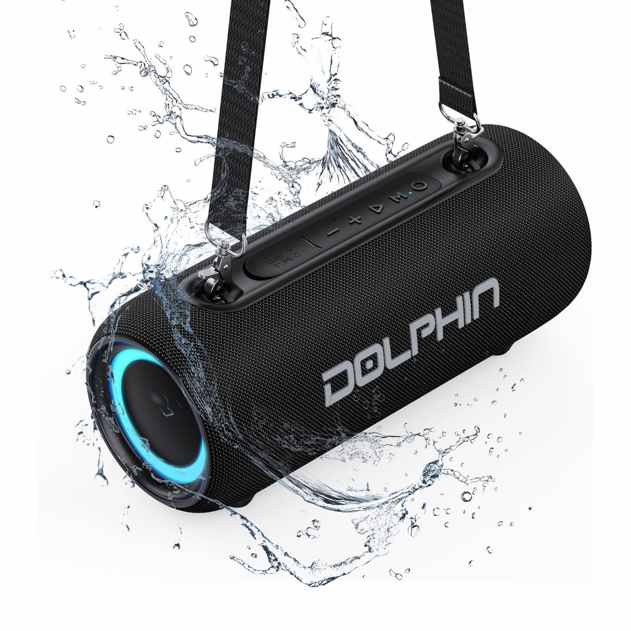 Dolphin Waterproof Bluetooth Speaker, 26W Loud with Bass Portable Boombox, Water Resistant IPX5, Long-Lasting Battery