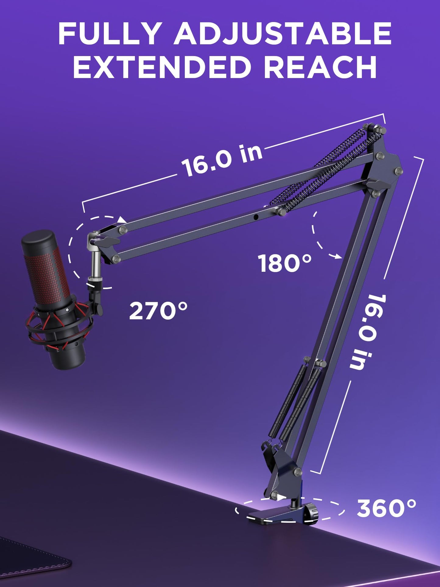 InnoGear Mic Stand for Blue Yeti, Heavy Duty Microphone Stand with Microphone Windscreen and Dual Layered Mic Pop Filter Suspension Boom Scissor Arm