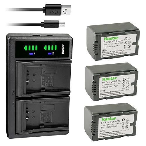 Kastar 3-Pack CGR-D16S Battery and LTD2 USB Charger Compatible with Panasonic AG-AC90 AG-AC90P AG-AC90PJ AG-AC90PX AG-DVC7 AG-DVC7P AG-DVC15 AG-DVC15P