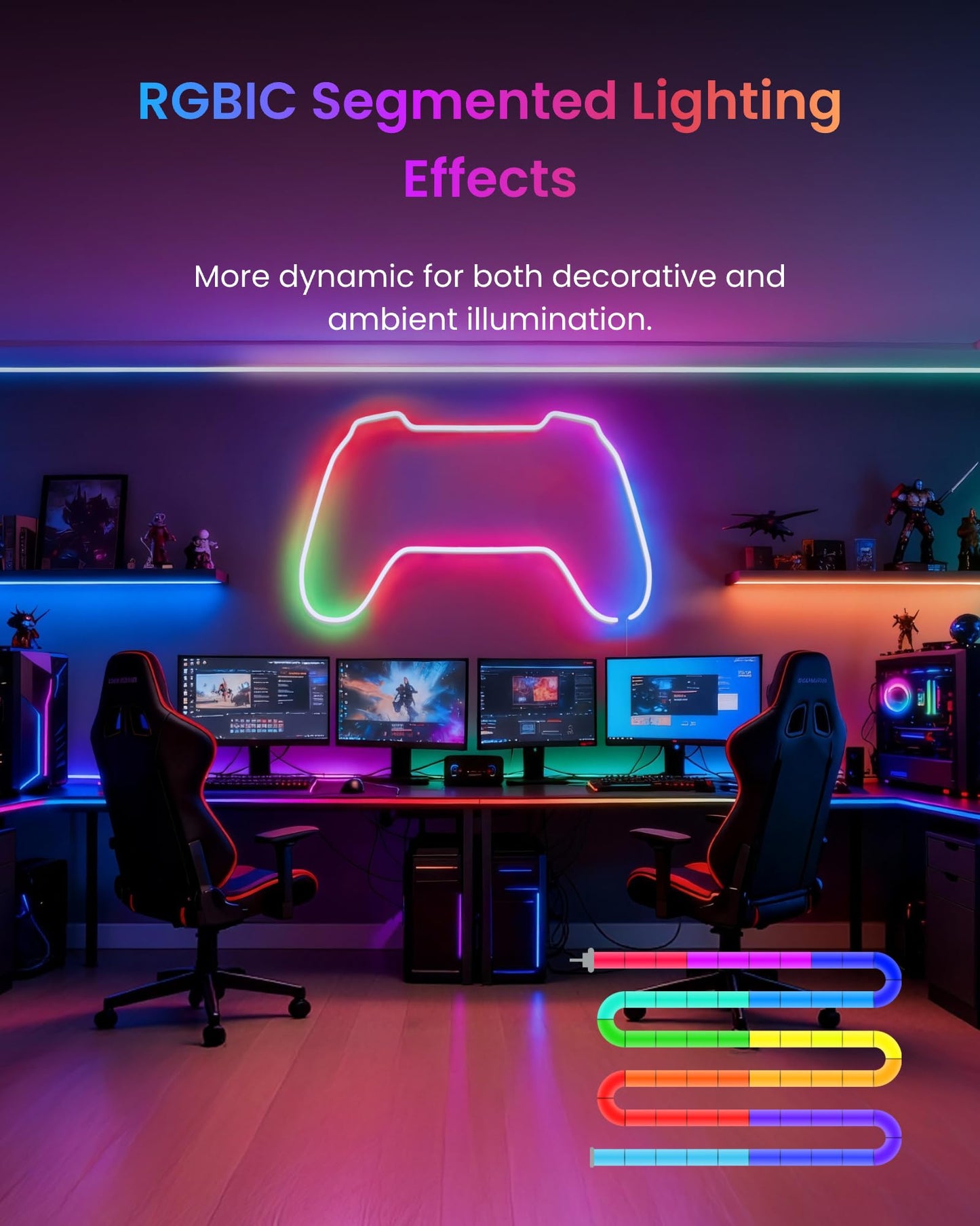 SwitchBot RGBIC Neon Rope Light, 5M Matter-Certified Neon Strip Lights Works with Apple Home, Alexa and Google Home, 16 Million Colors, Music Sync