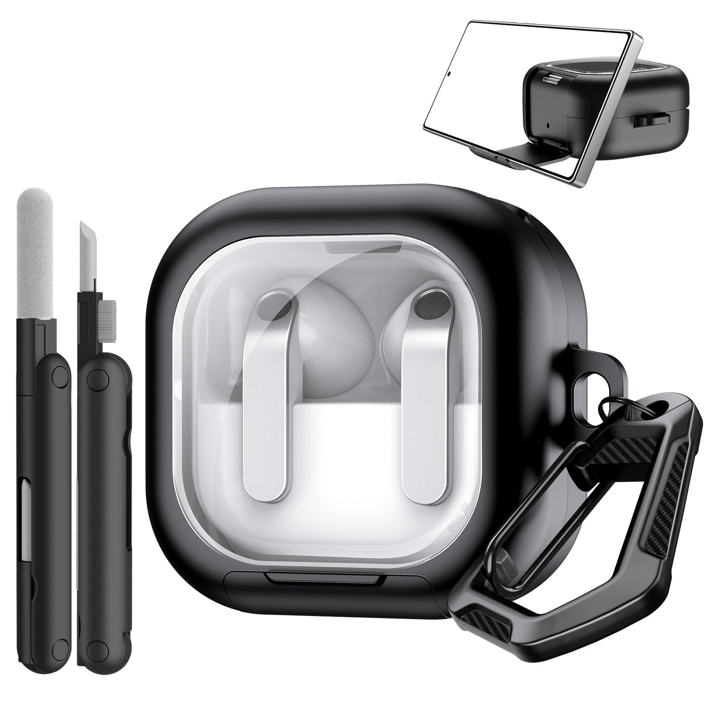 TiMOVO Clear Case for Galaxy Buds 4 & Galaxy Buds 4 Pro (2026) with Secure Lock, TPU Hard Shell Transparent Cover for Samsung Buds 4 Pro with Phone