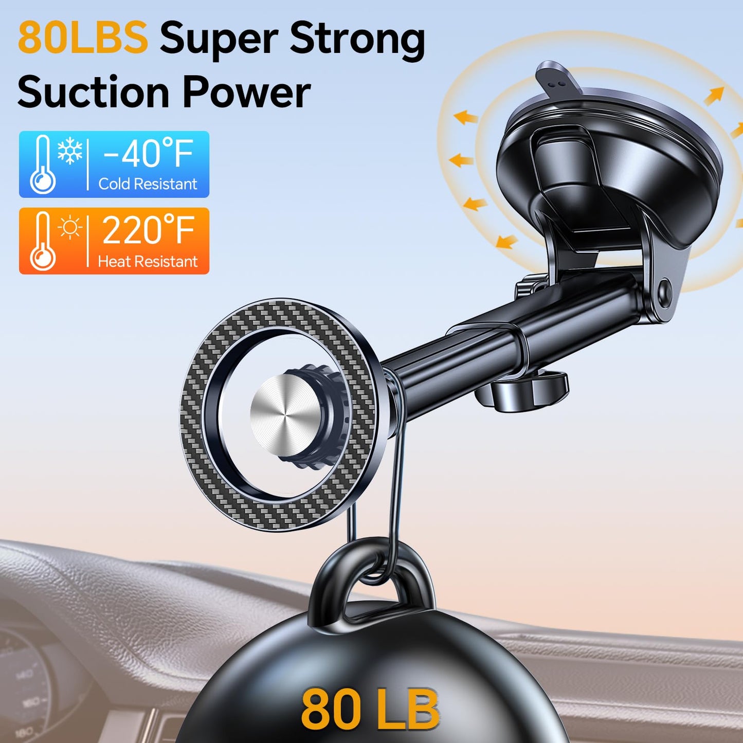 Coolpow for MagSafe Car Mount?Windshield+Vent+Dash? Magnetic Phone Holder for Car Phone Holder Mount Cell Phone Holders for Your Car Accessories Phone