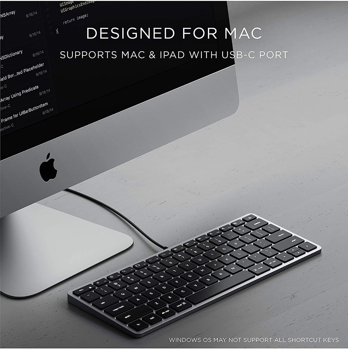 Satechi Slim W1 Wired Keyboard, Backlit Illuminated Keys, USB-C Connection