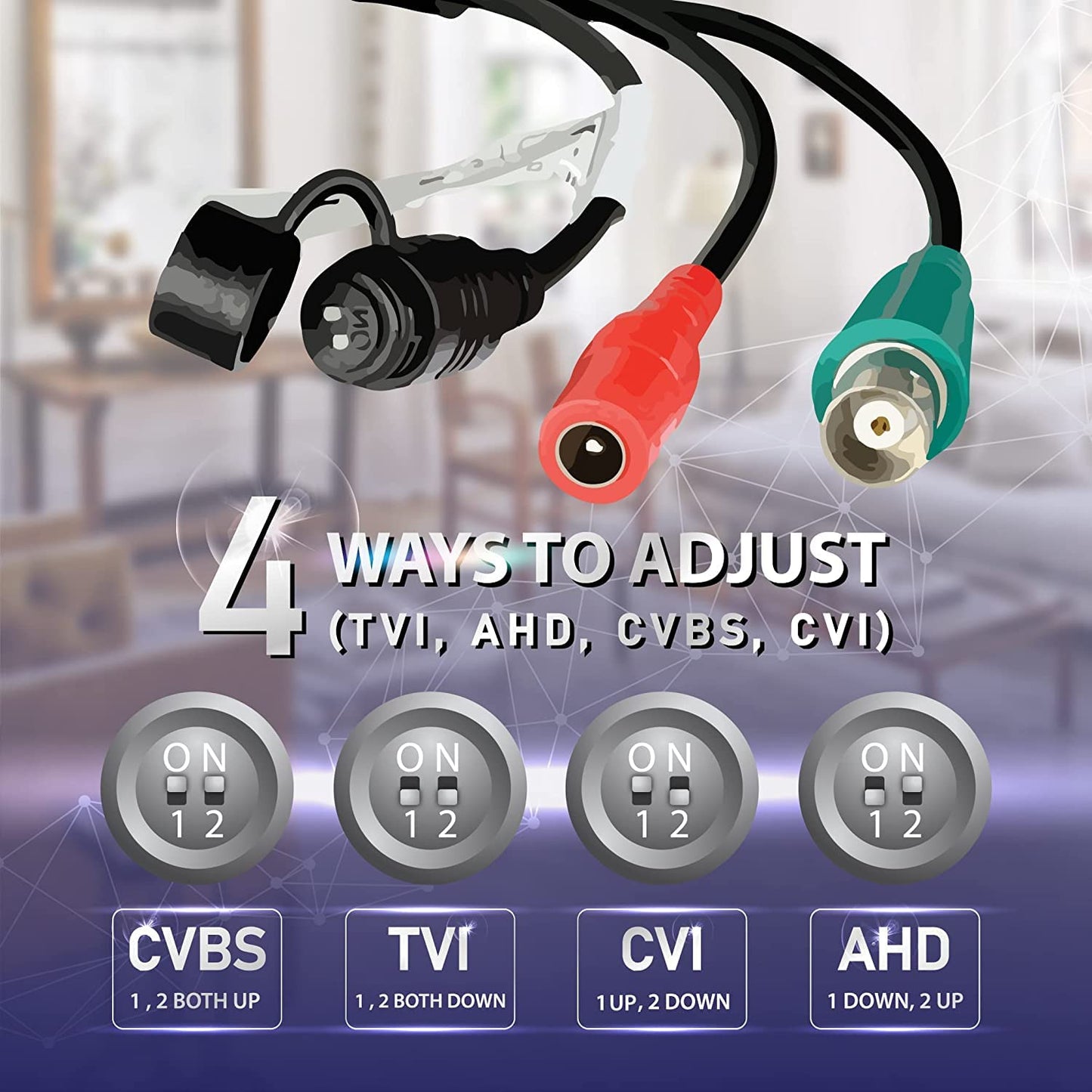 Marquis 8MP 24/7 Full-Color HD TVI/CVI/AHD/CVI Turret Dome with Sony-Starvis CCTV Security Camera, Outdoor Color Night Vision Waterproof Analog