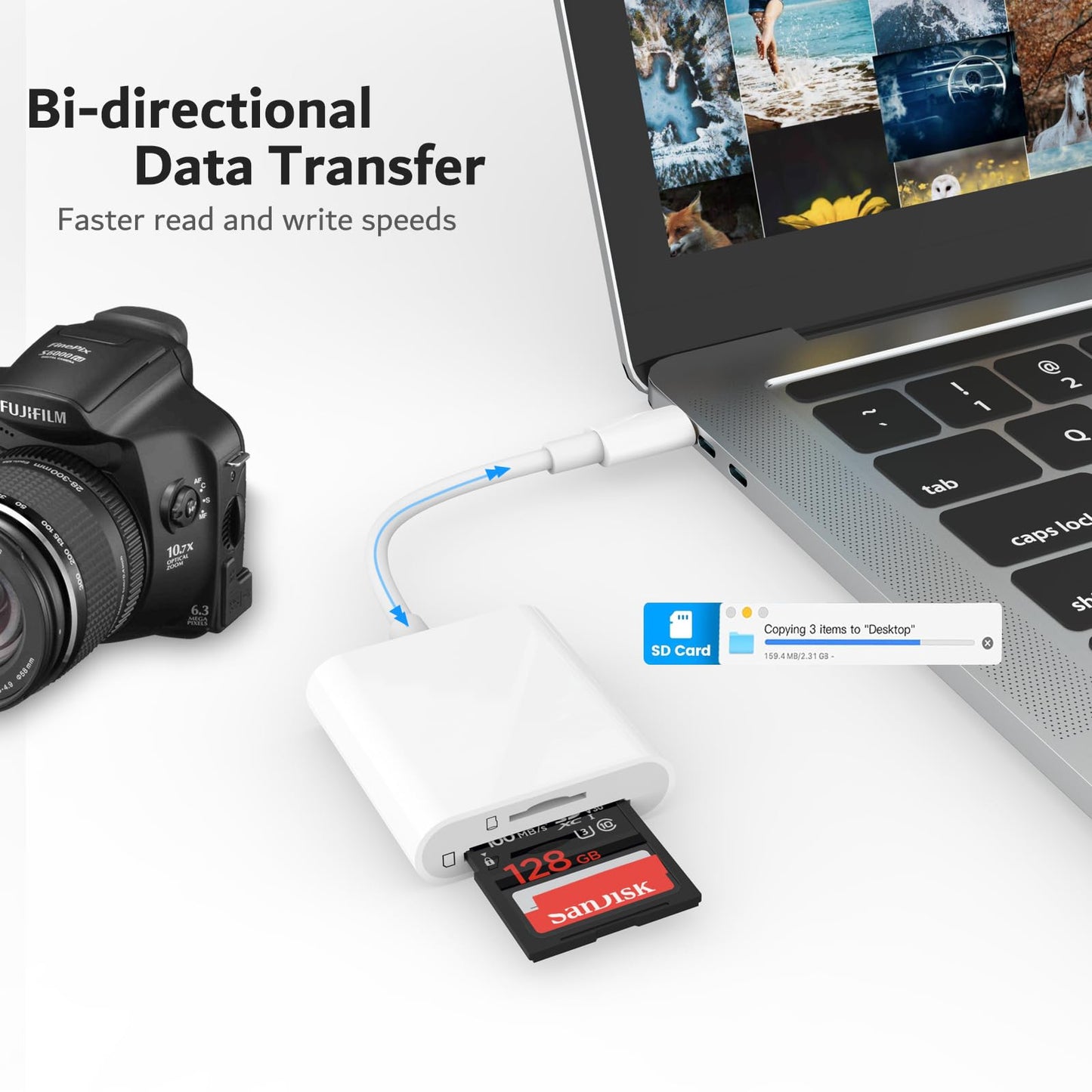 SD Card Reader USB C for iPhone 17/16/15 Series, AIDOUBARA Memory Card Reader with SD and Micro SD Slot, Digital Camera Adapter Compatible with iPad