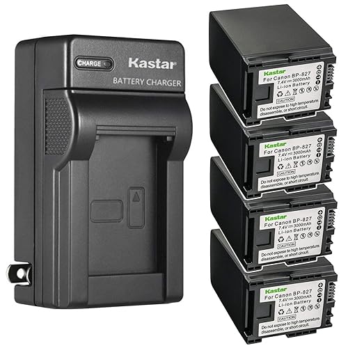 Kastar 4-Pack Battery and AC Wall Charger Replacement for Canon VIXIA HF100, VIXIA HF200, VIXIA HG30, VIXIA XA10 XA10 HD, FS10 Flash Memory Camcorder