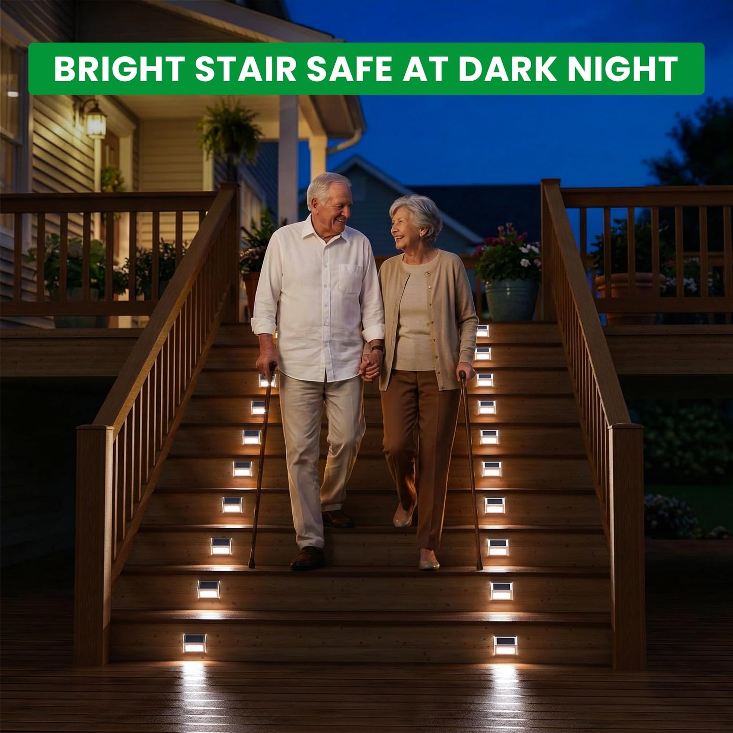 JSOT Outdoor Fence Lights,12 Pack Solar Powered Deck Lights Waterproof Stairs Light Stainless Steel Security Wall Lamps for Step Walkway Patio Garden