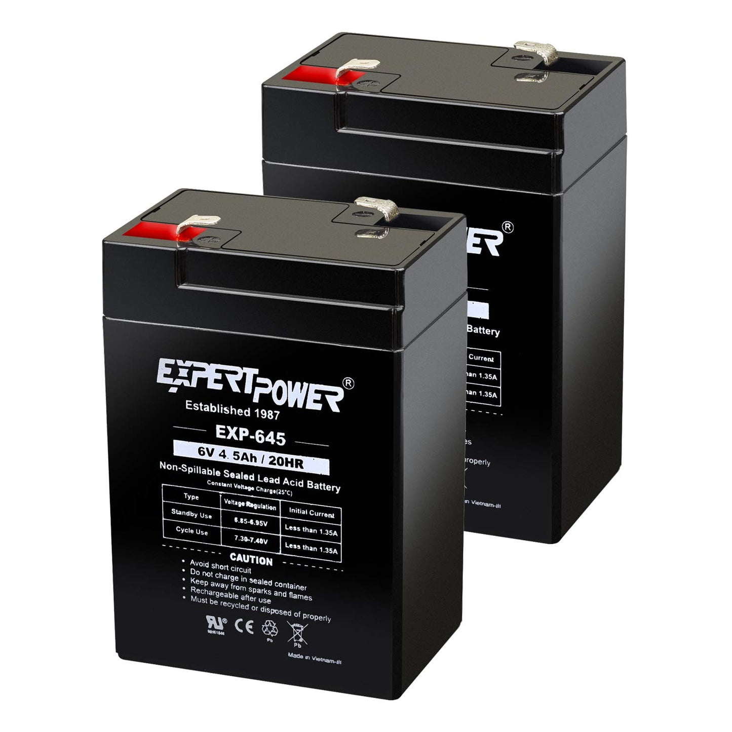 ExpertPower 6 Volt 4.5 Amp Rechargeable Battery (EXP645) 2 Pack