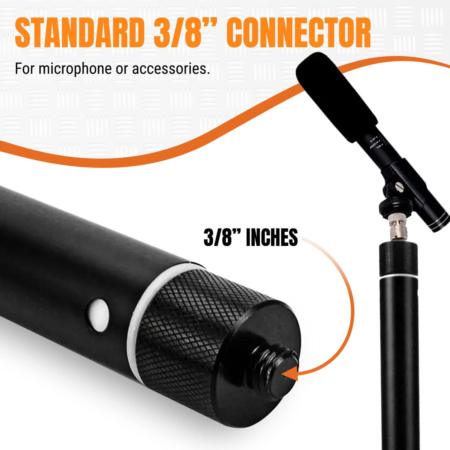 iOgrapher Microphone Boom Pole - Handheld Boom Pole Holder & Adjustable Microphone Mount - Compact & Extendable Pole Mount with Maximum Reach 1.5m