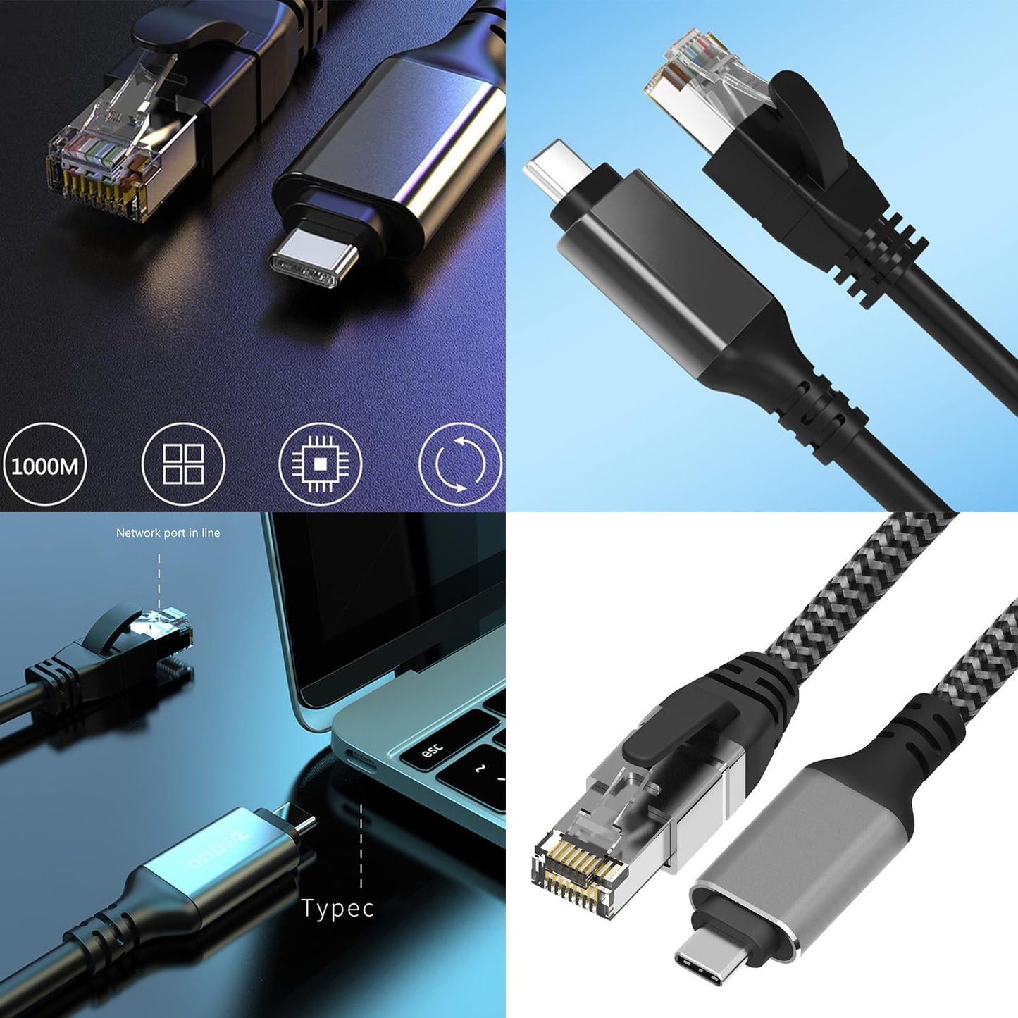 AOOOWER USB Type C to RJ45 Gigabit Ethernet Cable, High Compatibility not Extender Need for Smooth Internet Access