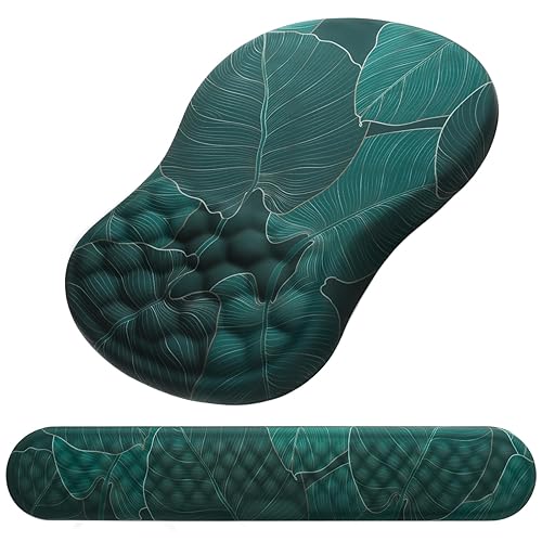 Mouse Pad Wrist Support, Laokiiy 2 in1 Keyboard Wrist Rest+ Ergonomic Mouse Pad, Non-Slip Wrist Rest for Computer Keyboard, Made Easy Typing & Relieve