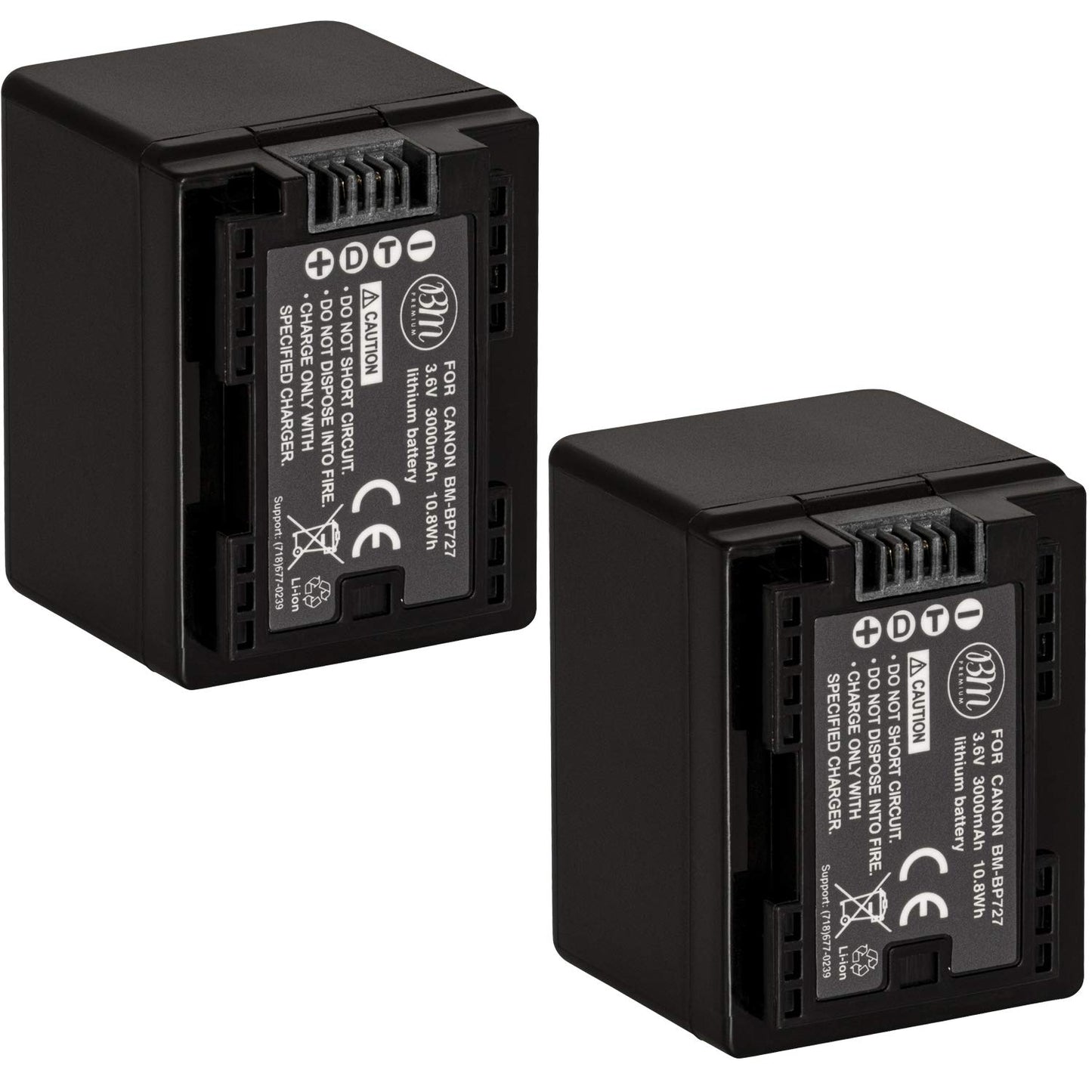 BM Premium 2 BP-727 Batteries for Canon Vixia HFR80, HFR82, HFR800, HFR70, HFR72, HFR700, HFR30, HFR32, HFR300, HFR40, HFR42, HFR400, HFR50, HFR52